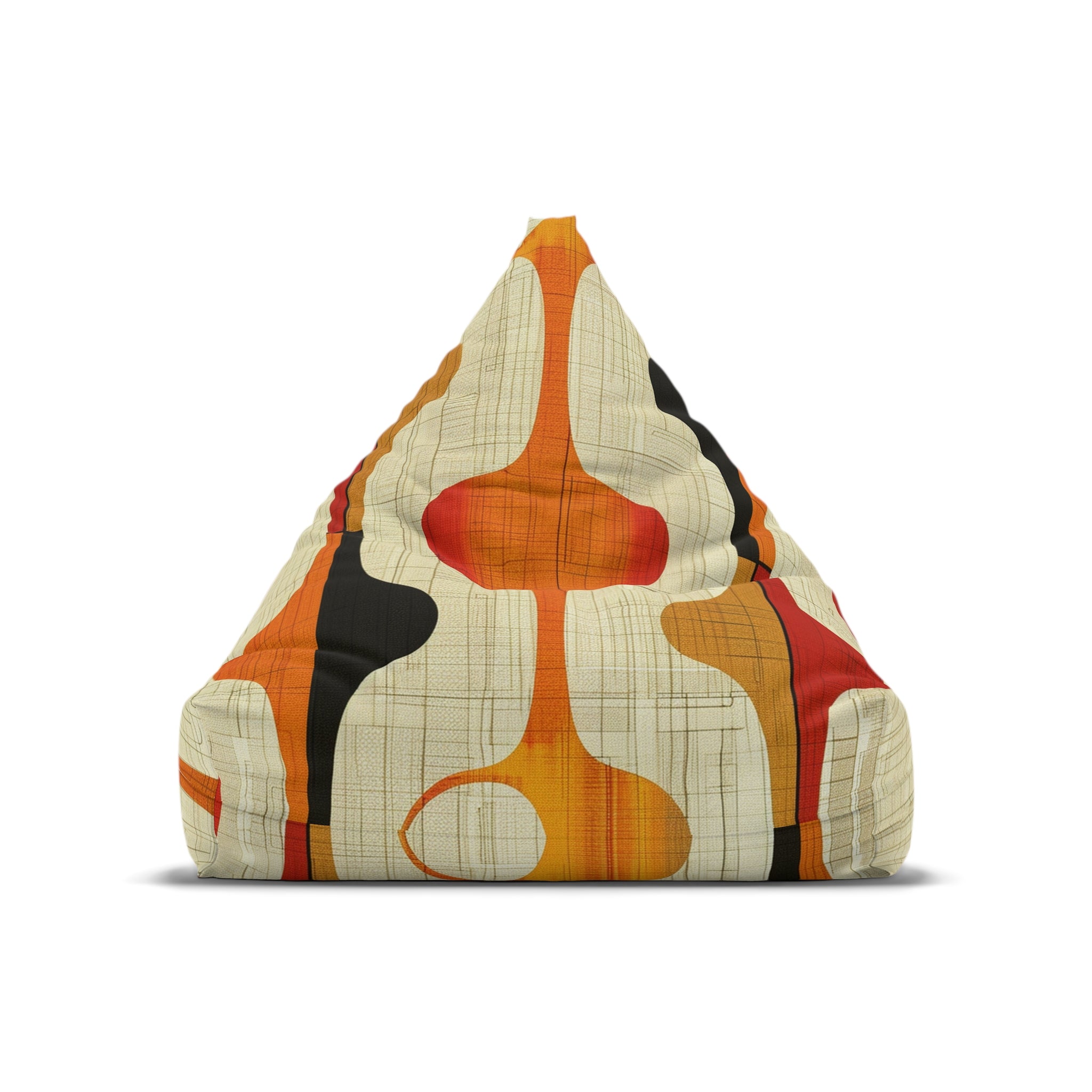 Retro Orange black Bean Bag Chair COVER (Cover only), Mid century Modern, lounger, funky chair slipcover, MCM home decor