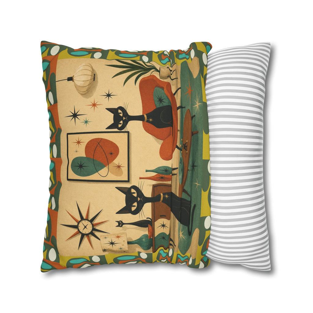 Mid Century Atomic Cats Pillowcase | Retro Atomic Living Room Throw Pillow - COVER ONLY
