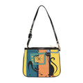 Cat Art Shoulder Bag – Retro Modern Black Cats Small Purse
