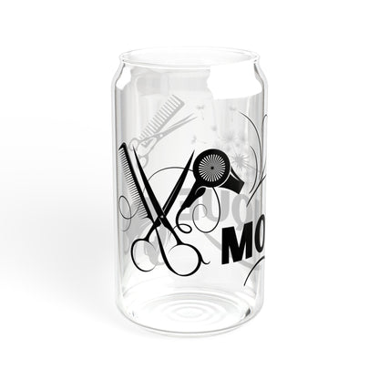 Personalized hairdresser Sipper Glass, 16oz, hairstylist gift, iced coffee cup, glass with lid and straw