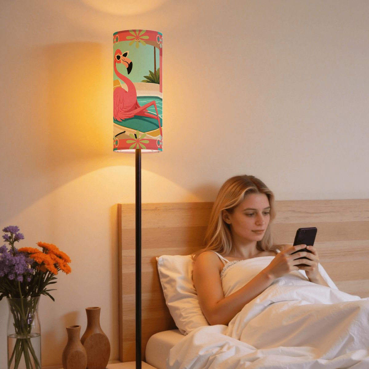 Floor Lamp Modern Standing Lamp (Made in USA) Pink flamingo MCM lighting