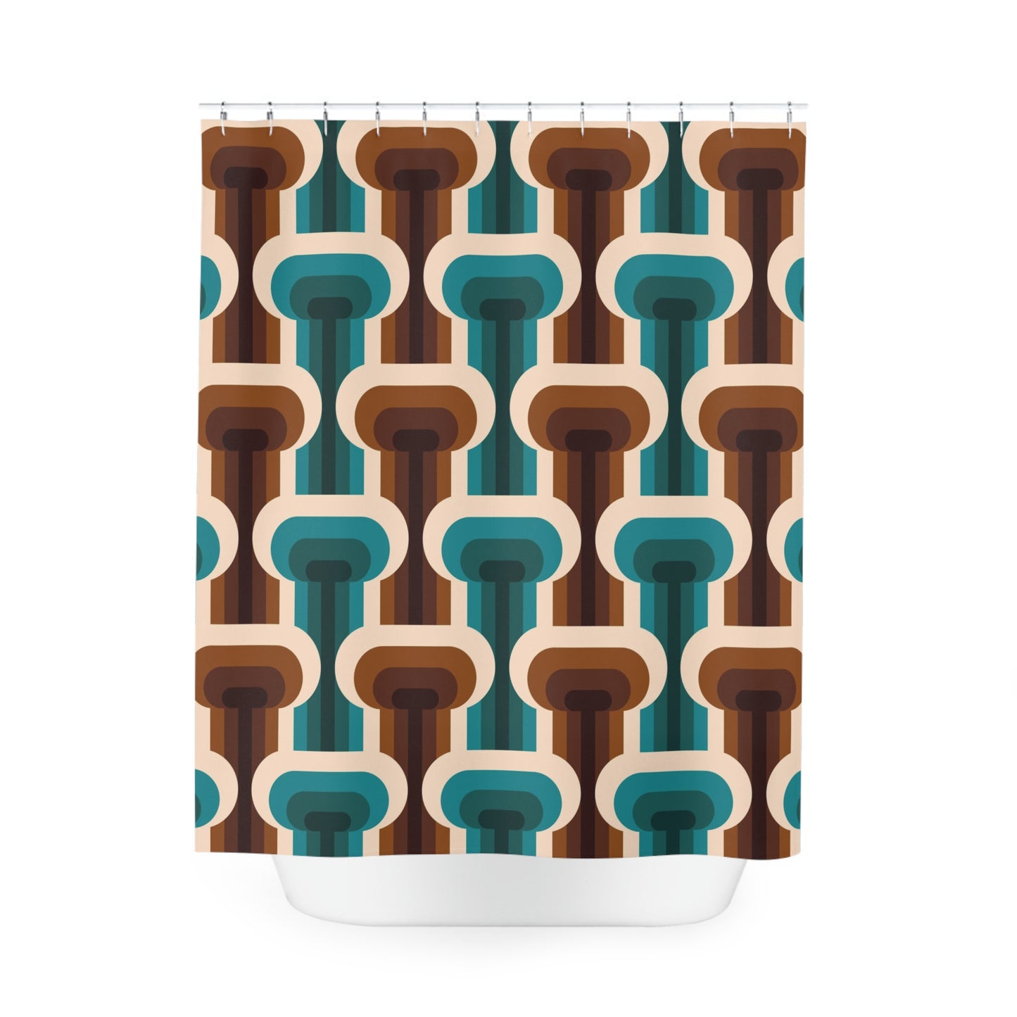 Retro blue and brown 60s 70s inspired pattern Shower Curtain