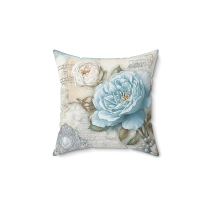 Beautiful blue shabby chic Square Pillow, French vintage inspired, chic home decor, living room bedroom scatter throw cushion