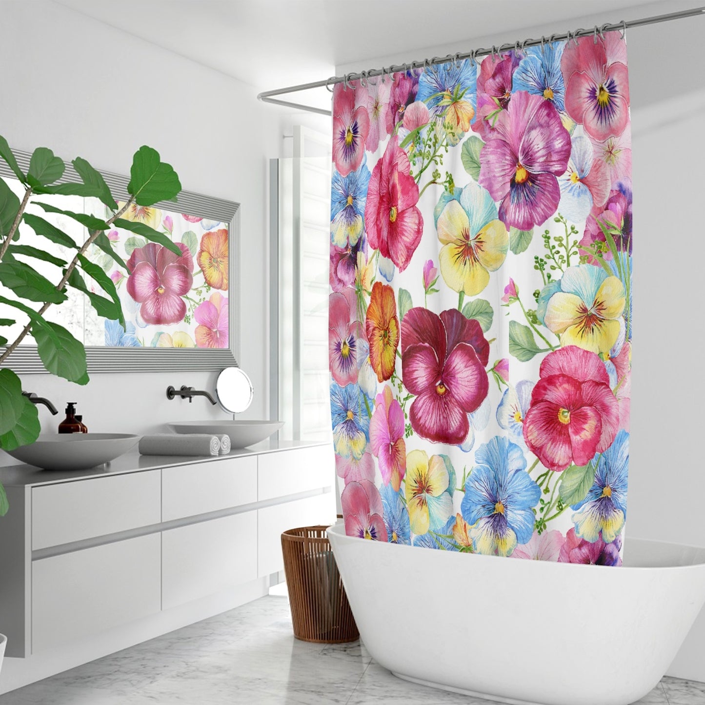 Colorful pansy flower. Quick-drying Shower Curtain