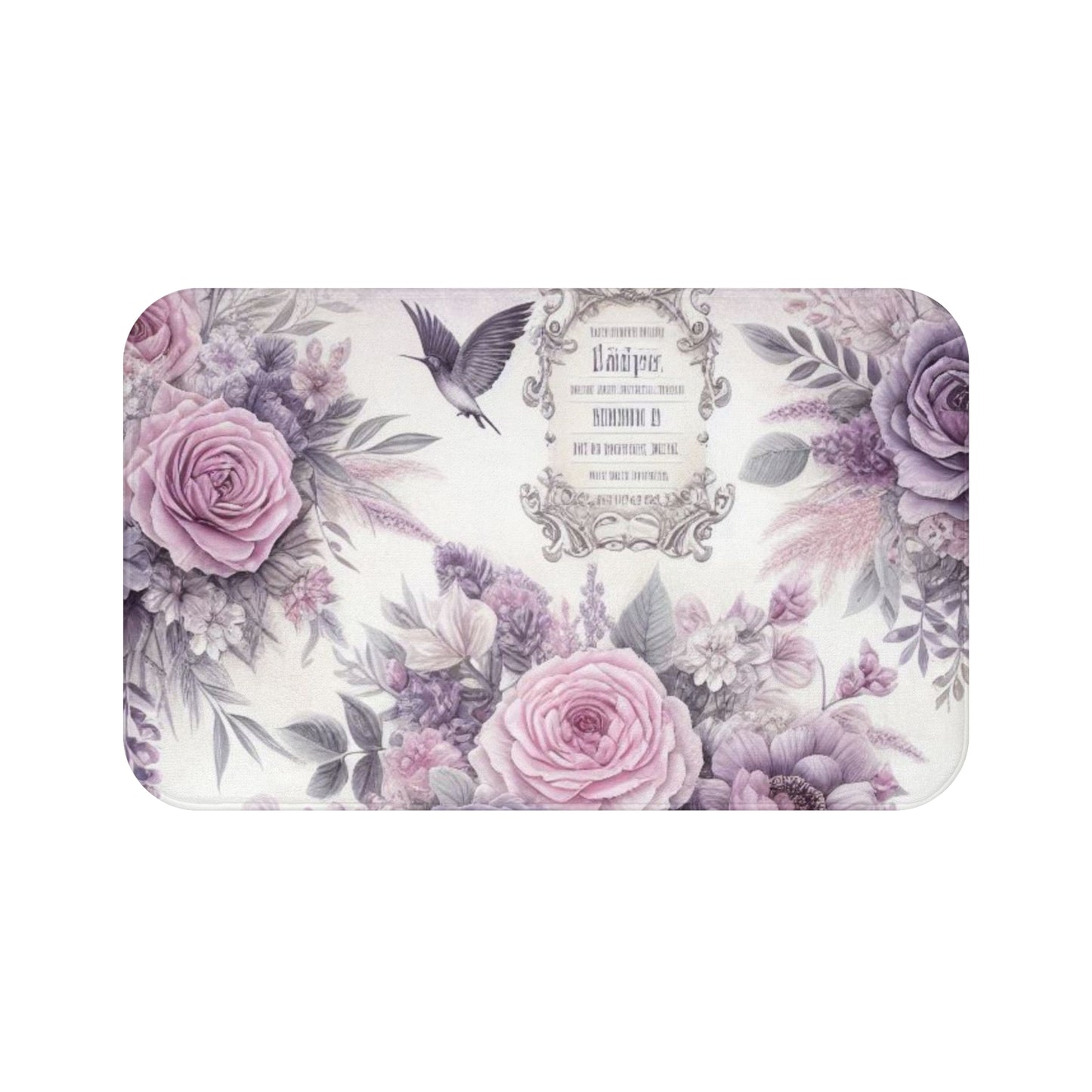 Purple Shabby chic style bathmat, inspired by French vintage, floral bathroom decor