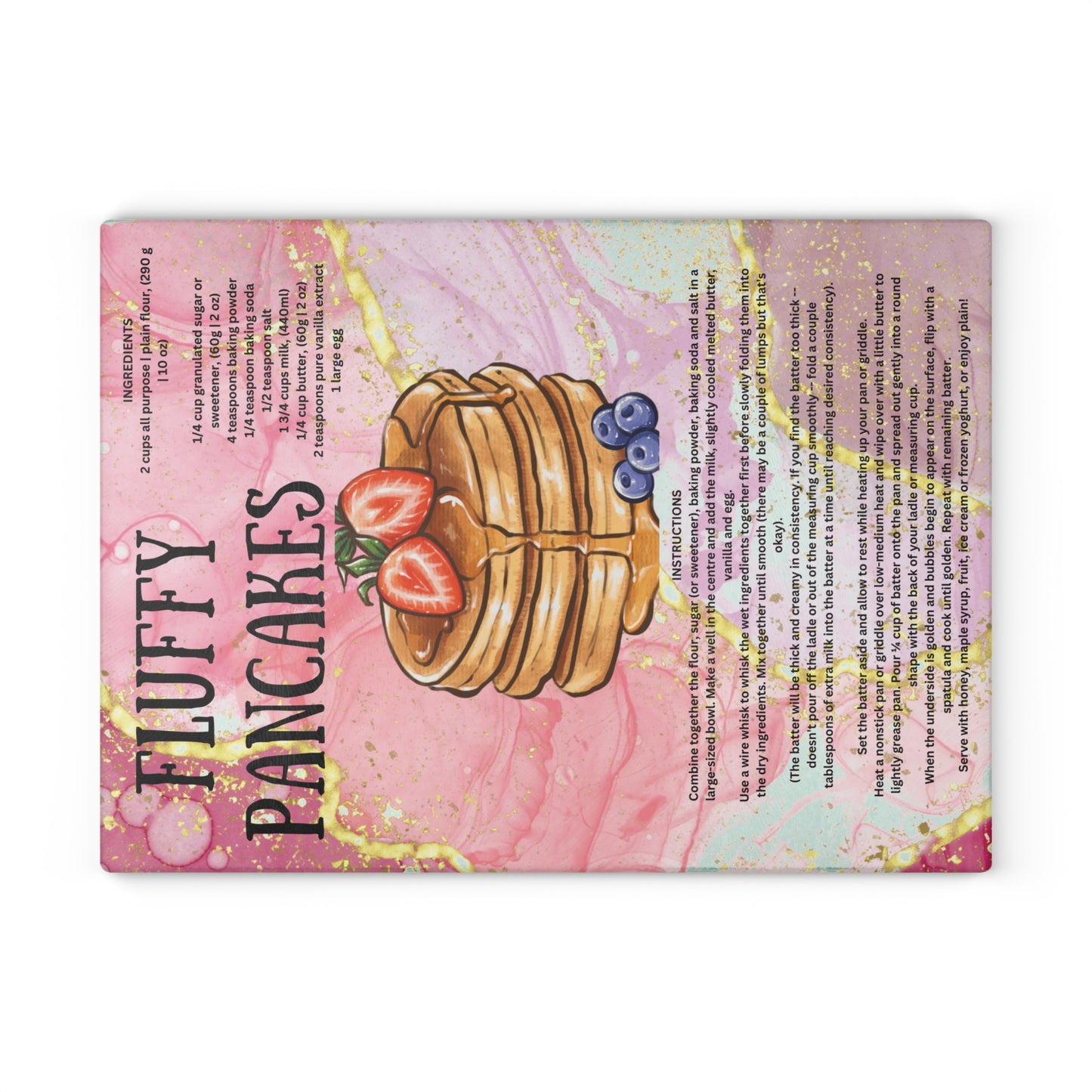 Fluffy pancakes recipe, kitchen decor, Glass Cutting Board