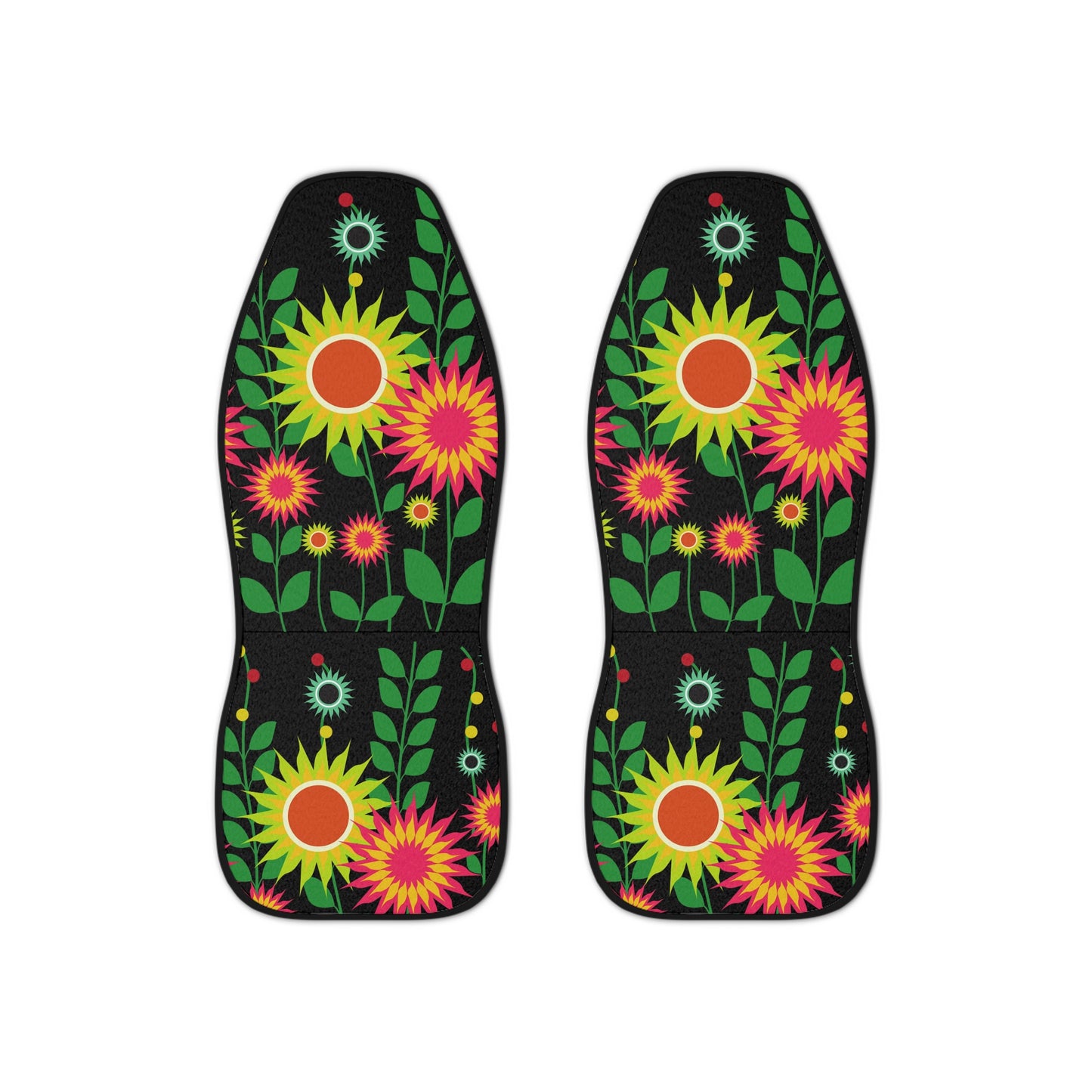 Blooming Retro Delight: Vibrant and Colorful Floral Car Seat Covers