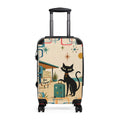 Retro Black Atomic Cat Beach Suitcase | Mid Century Travel Luggage