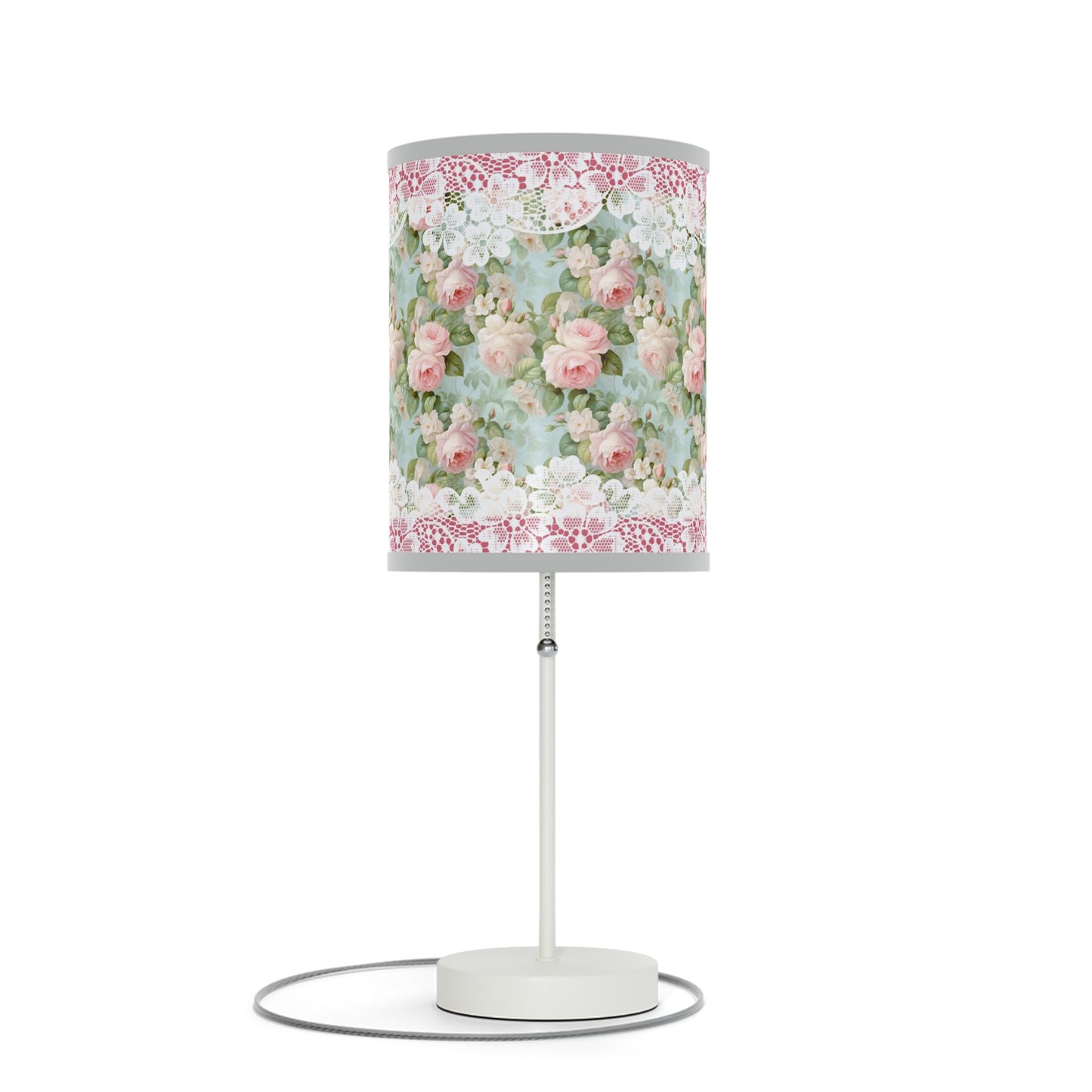 Pink rose shabby chic style Lamp on a Stand, US|CA plug