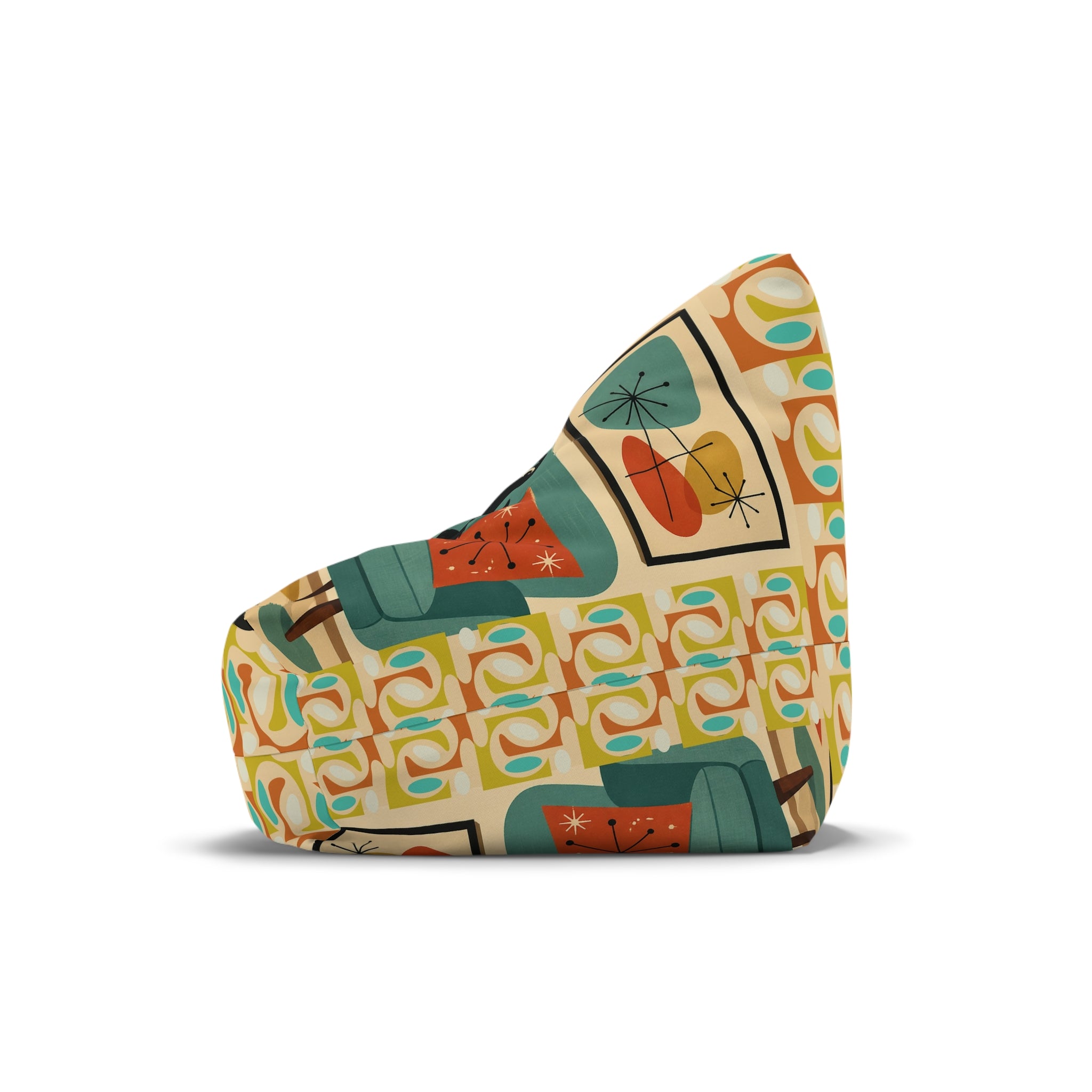 Retro Mid-Century Scotty Dog Pattern Bean Bag Chair Cover | Geometric Pet Print