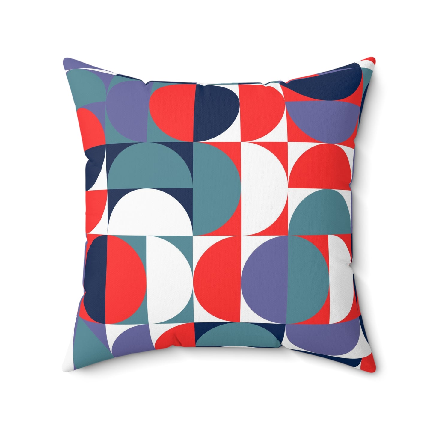 Retro red blue teal mid century modern  Polyester Square Pillow, MCM home decor