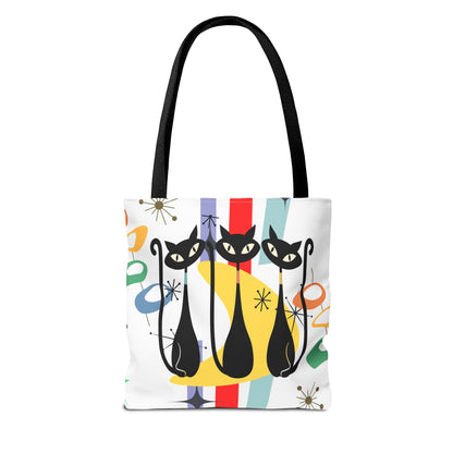 Atomic age cat retro Tote Bag, Mid Century Modern, cute carry bag, book, shopping, beach, overnight or day trip tote bag