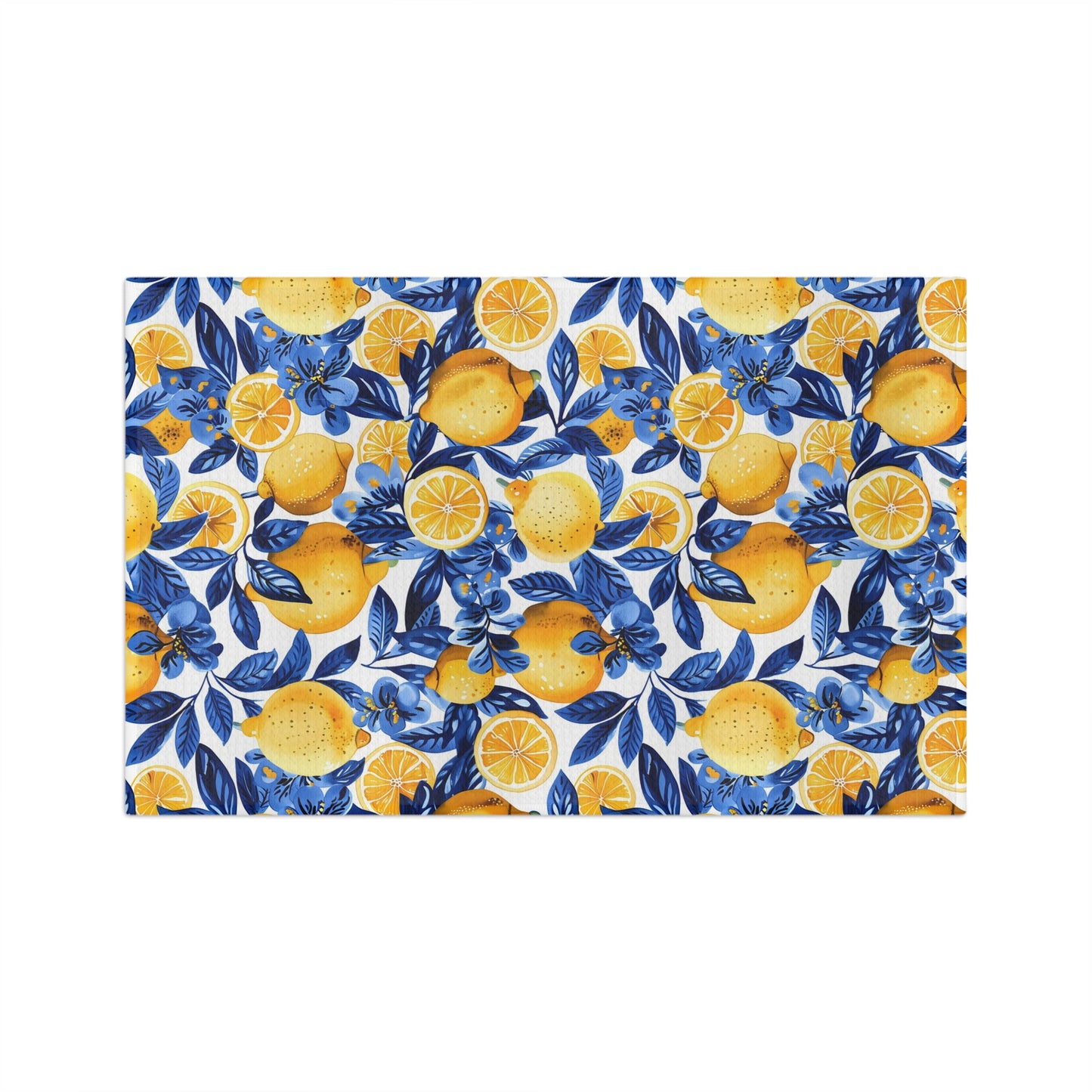 Lemons design Microfiber Tea Towel, yellow and blue, kitchen accessory, fruit design, kitchen towel