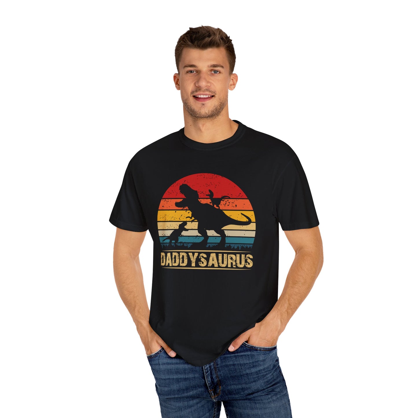 Daddysaurus retro dinosaur Unisex Garment-Dyed T-shirt, comfort color tshirt, fathers dads day shirt, vintage inspired, men's t shirt