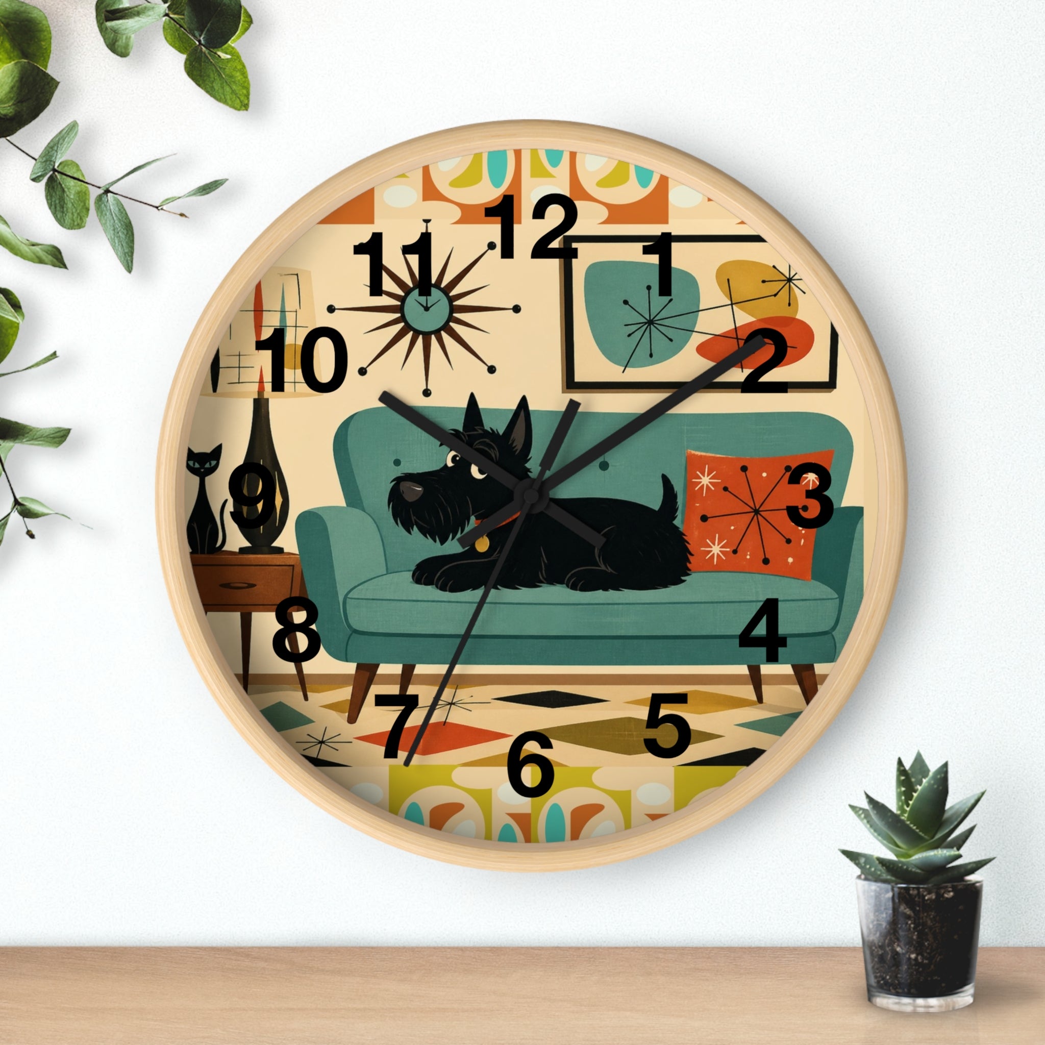 Retro Scotty Dog Sofa Wall Clock | Mid Century Modern Home Decor