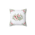 Pink Peony rose love heart Spun Polyester Square Pillow, Shabby chic style, Farmhouse decor, floral scatter cushion