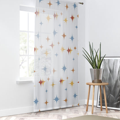 Star retro inspired sheer Window Curtain, mcm home decor, gift for the home, mid century modern, minimalist window curtain