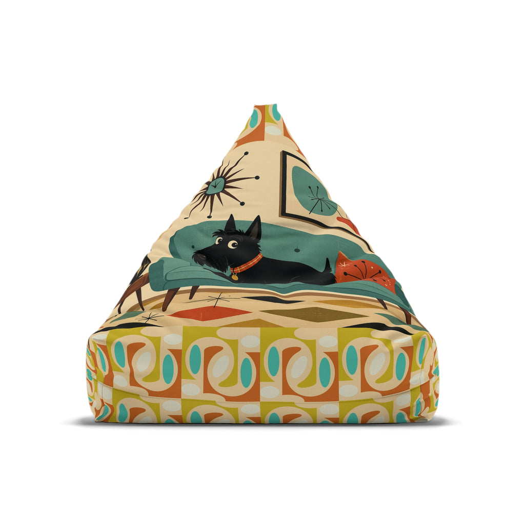 Retro Mid-Century Scotty Dog Pattern Bean Bag Chair Cover | Geometric Pet Print