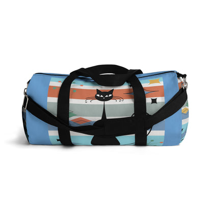 Mid Century Modern Atomic cat retro Duffel Bag, weekend bag, travel luggage, colorful duffel bag