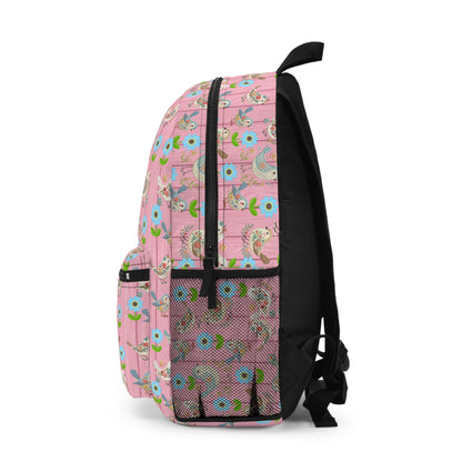 Cute bird embroidery (printed look only) Backpack, back to school, college, carry on, day trip, hiking backpack