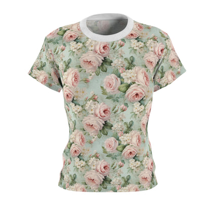 Pink vintage roses shabby chic style Tee, chic floral t shirt