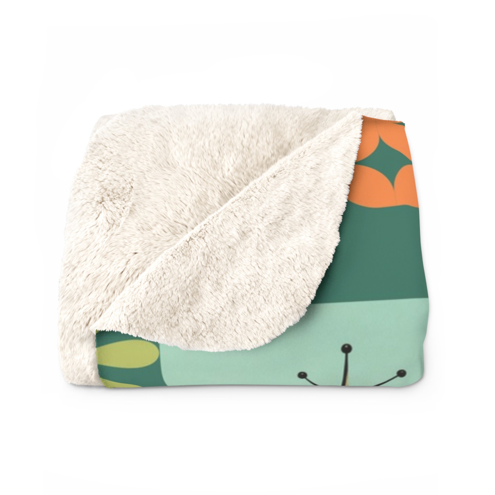 Retro Black Atomic Cats Driving Convertible Sherpa Blanket | Vintage Beach Roadtrip