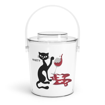 Atomic cat What? Ice Bucket with Tongs, outdoor hosting, Mid Century ice bucket, MCM home barware, retro inspired decor