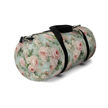 Blush pink vintage roses shabby chic Duffel Bag, weekend bag, travel luggage, carry on bag