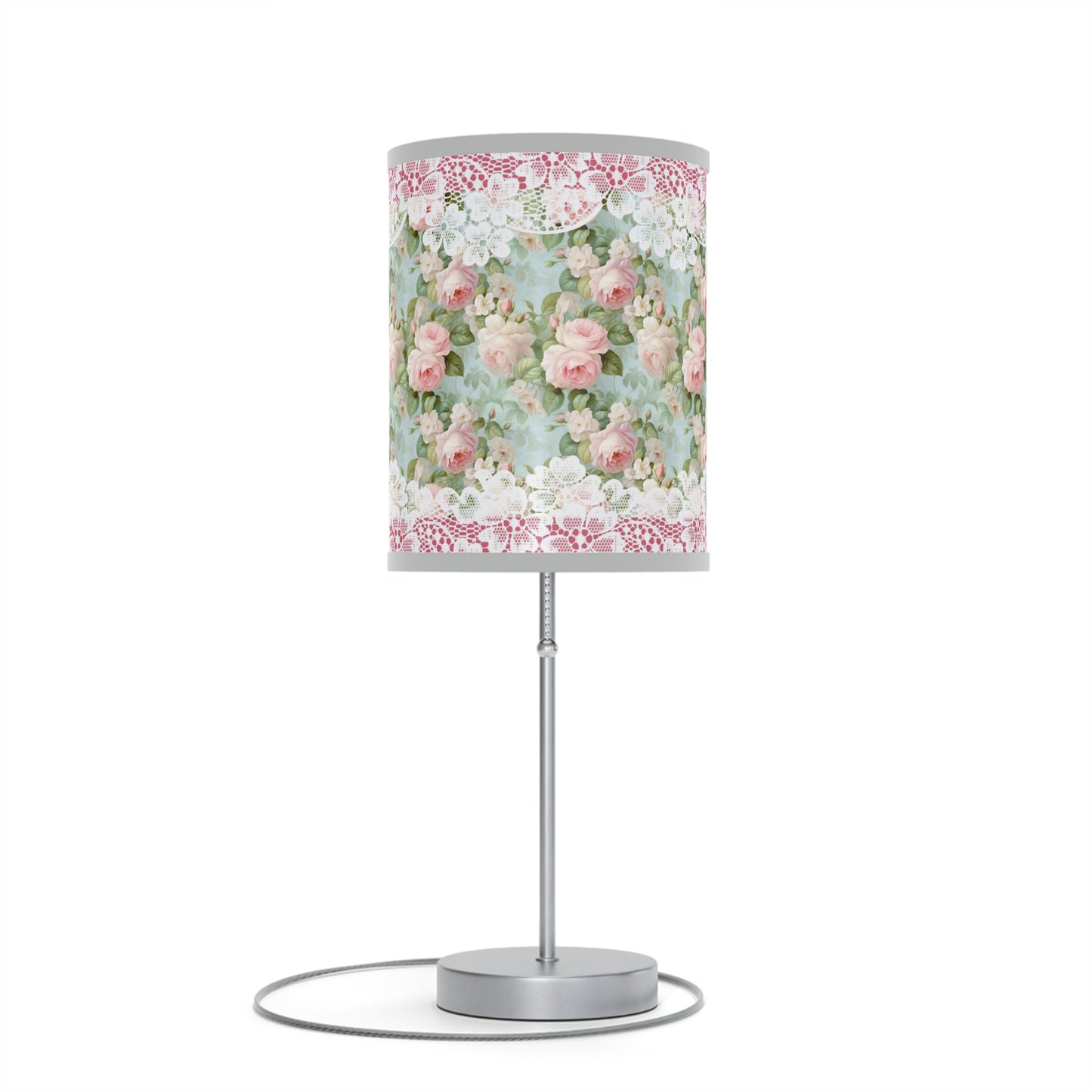 Pink rose shabby chic style Lamp on a Stand, US|CA plug