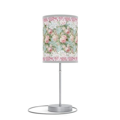 Pink rose shabby chic style Lamp on a Stand, US|CA plug