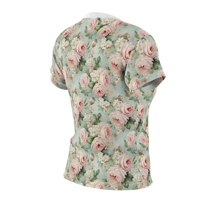 Pink vintage roses shabby chic style Tee, chic floral t shirt