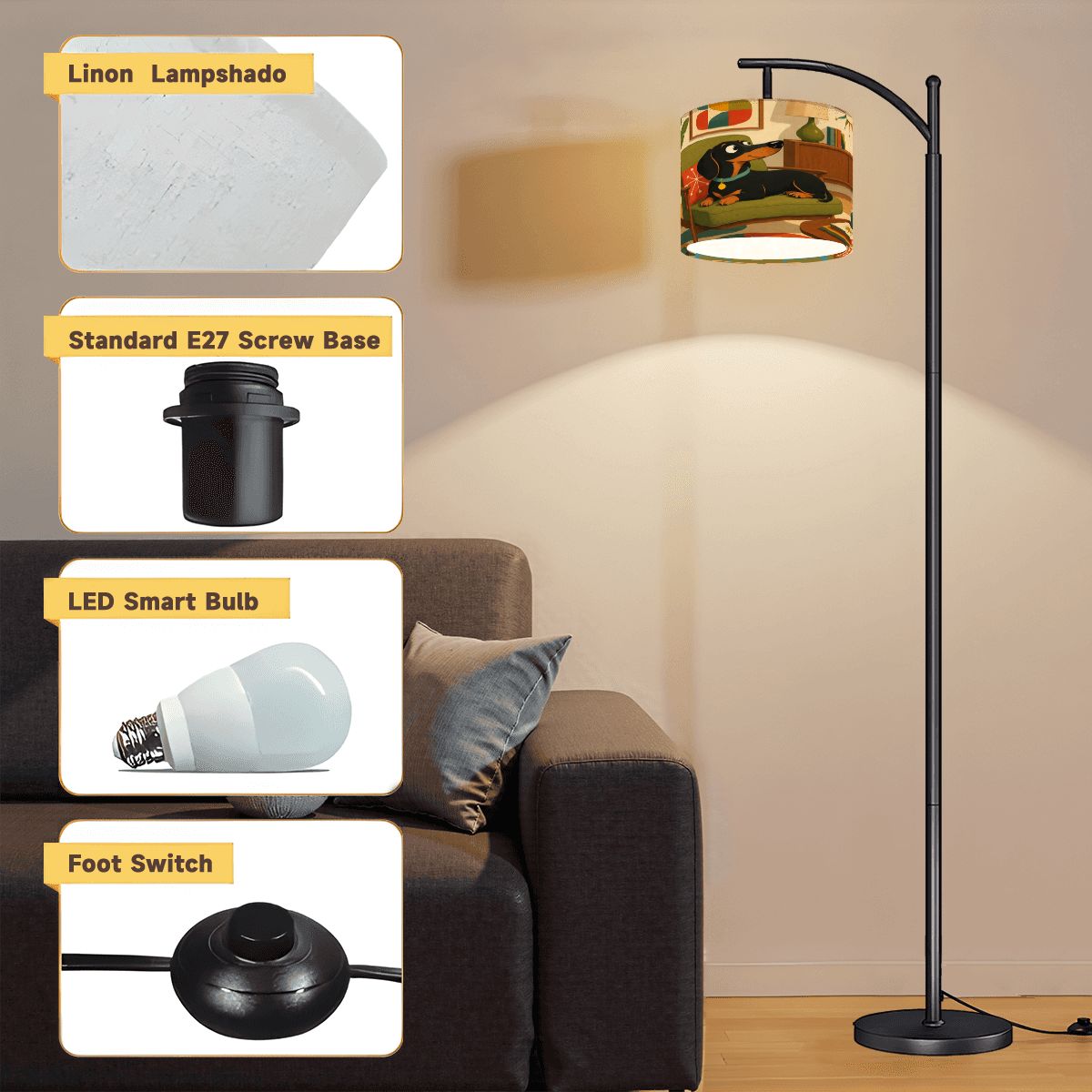 Arc Floor Lamp (Made in USA) Untitled design  20260527T183615.414 - Dachshund Mid Century Modern design