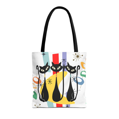 Atomic age cat retro Tote Bag, Mid Century Modern, cute carry bag, book, shopping, beach, overnight or day trip tote bag