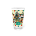 Merry Christmas pint glass, Retro Vintage 50s Franciscan Diamond Starburst Kitsch Christmas Card Art glass, Retro Vintage 16oz