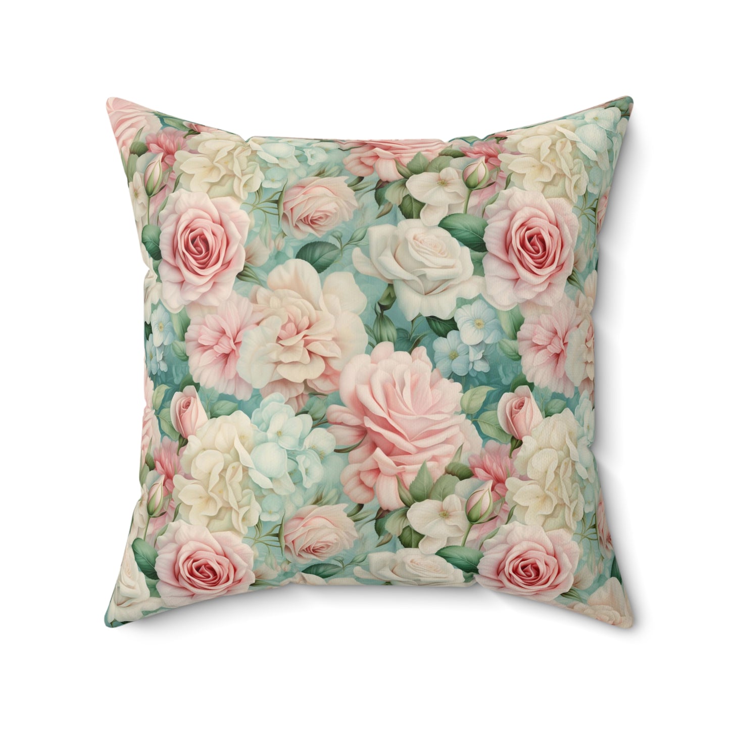 Delicate pink vintage roses shabby chic Square Pillow, French vintage inspired, Farmhouse, floral scatter throw cushion