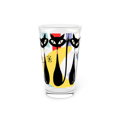 Atomic cat retro MCM Pint Glass, 16oz- price per glass