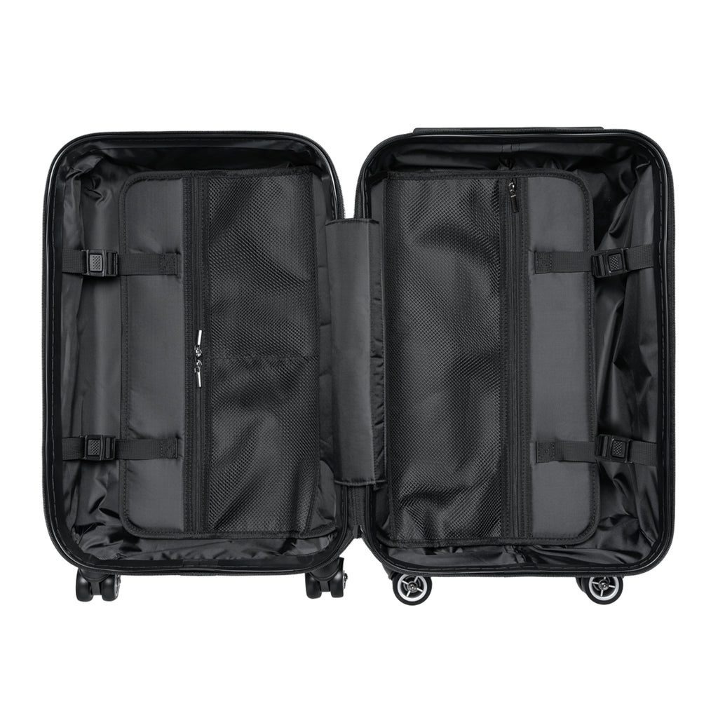 Retro Black Atomic Cat Beach Suitcase | Mid Century Travel Luggage