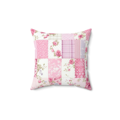 Patchwork printed look only Shabby chic Spun Polyester Square Pillow, vintage inspired, floral, scatter cushion, throw pillow