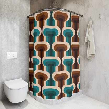 Retro blue and brown 60s 70s inspired pattern Shower Curtain