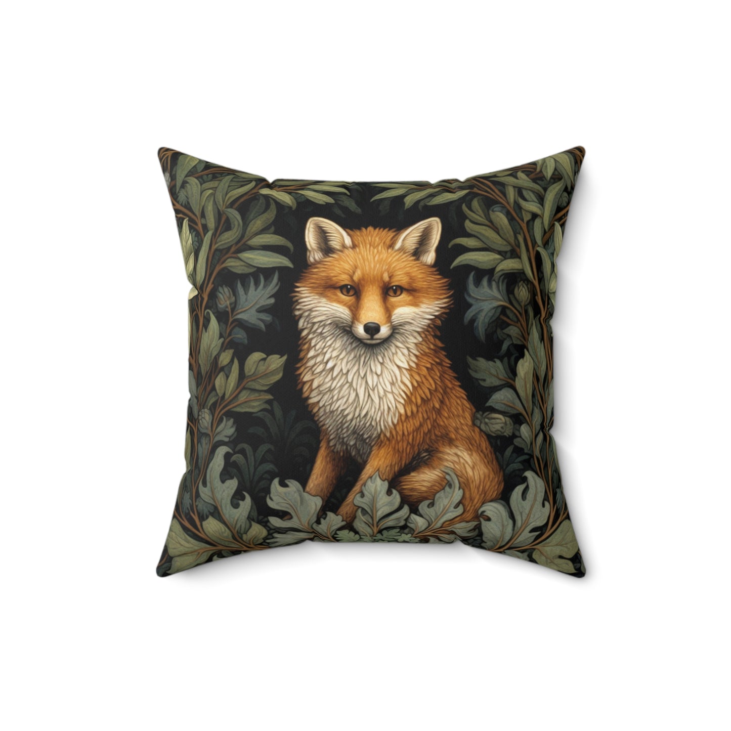 Fox William Morris inspired Square Pillow, nature inspired, artist, animal, scatter throw cushion