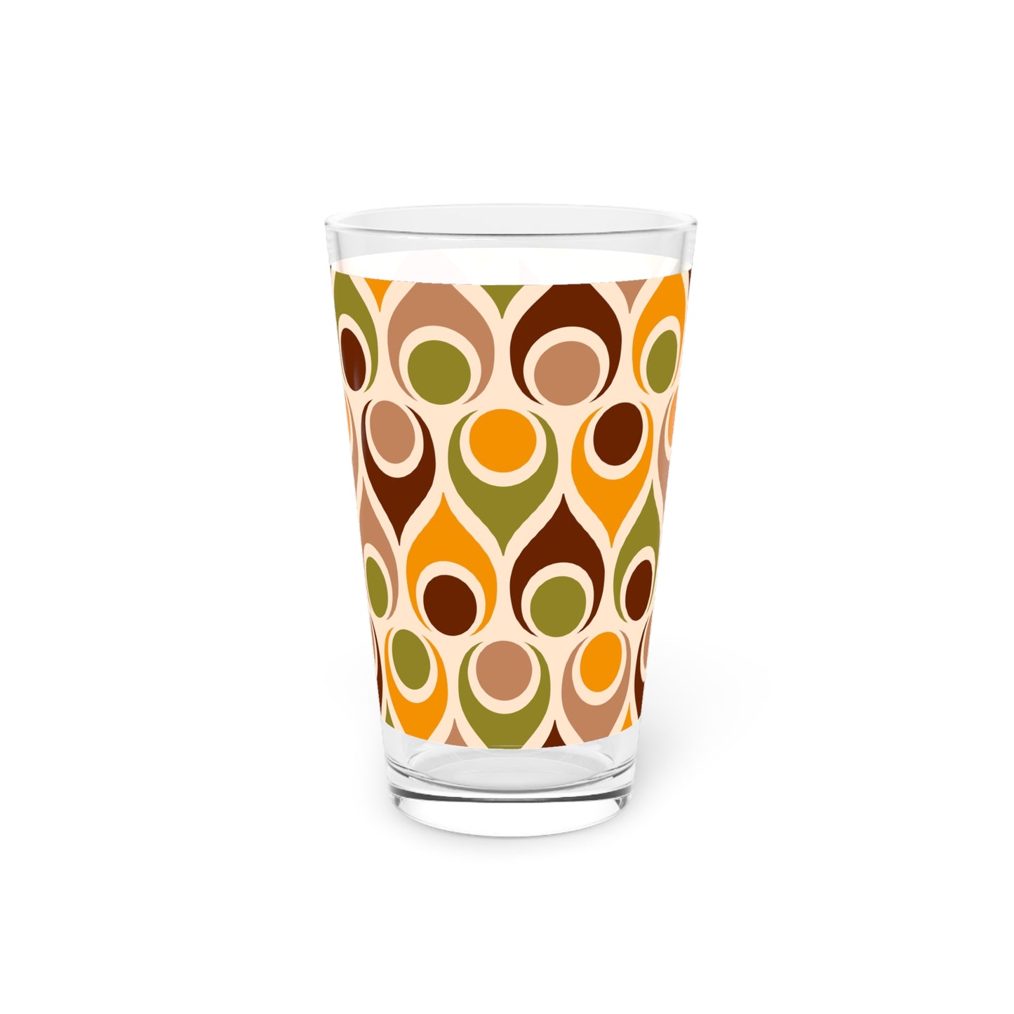 Retro geometric groovy Pint Glass, 16oz, beverage glass, retro barware (price is per glass)