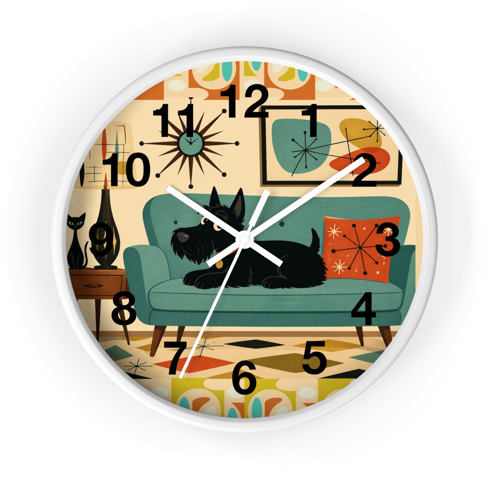 Retro Scotty Dog Sofa Wall Clock | Mid Century Modern Home Decor