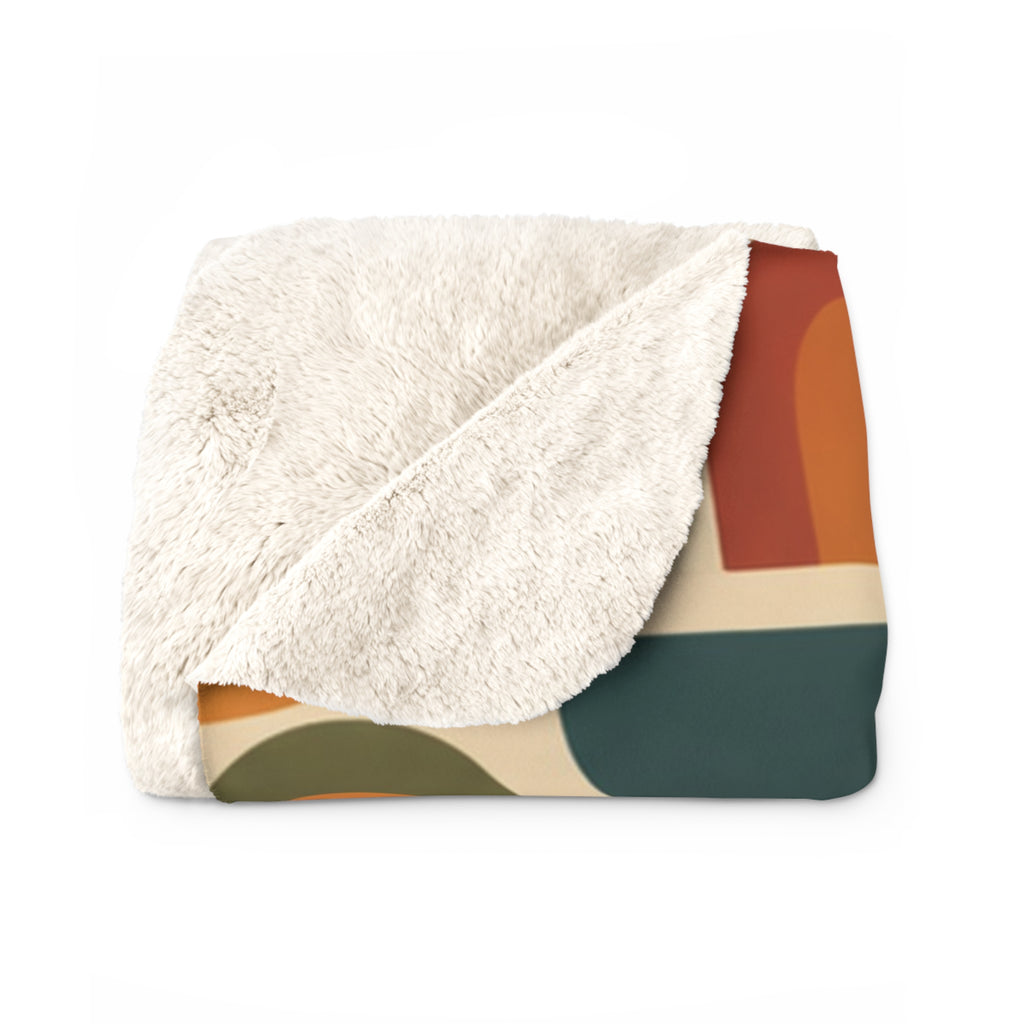 Retro Geometric Pattern Sherpa Blanket | Mid Century Rainbows
