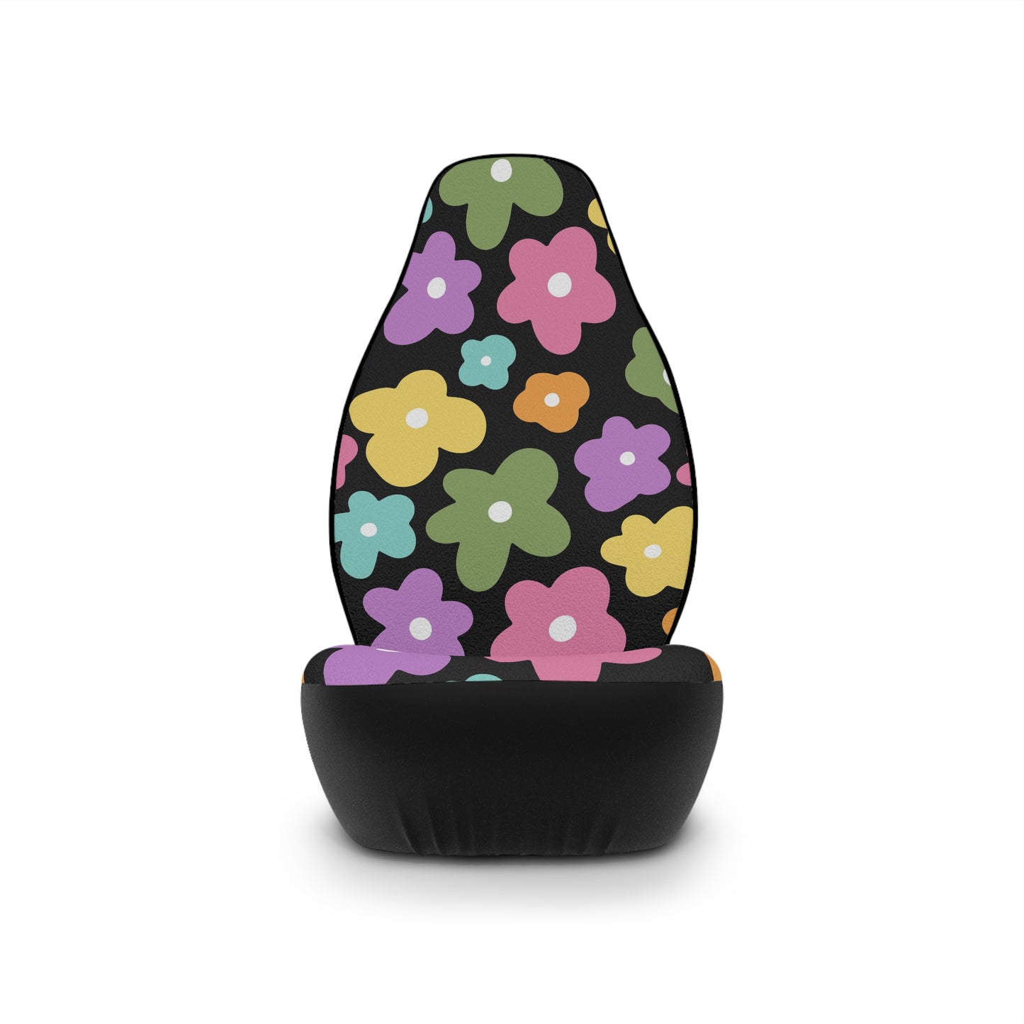 Retro flowers, groovy, hippie design, flower power, car seat covers