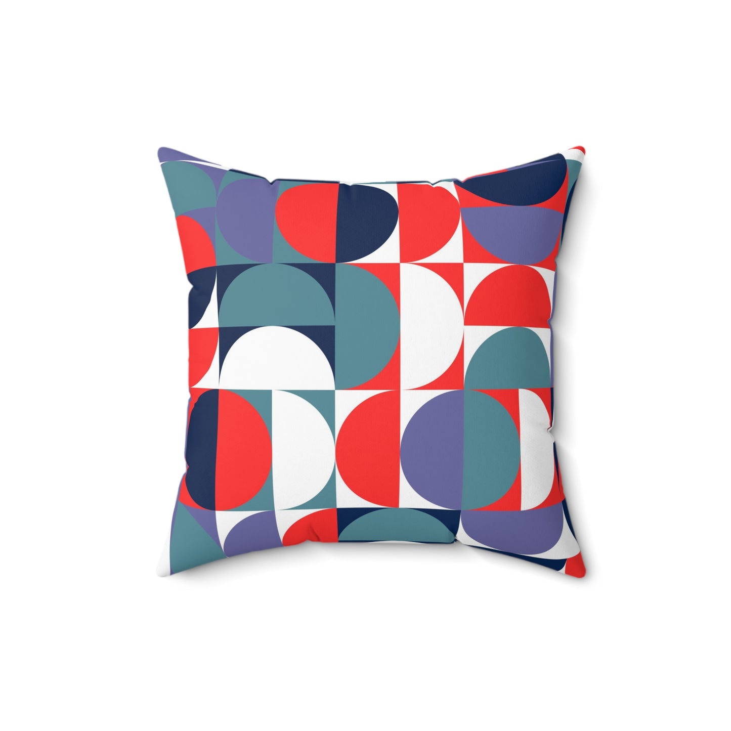 Retro red blue teal mid century modern  Polyester Square Pillow, MCM home decor