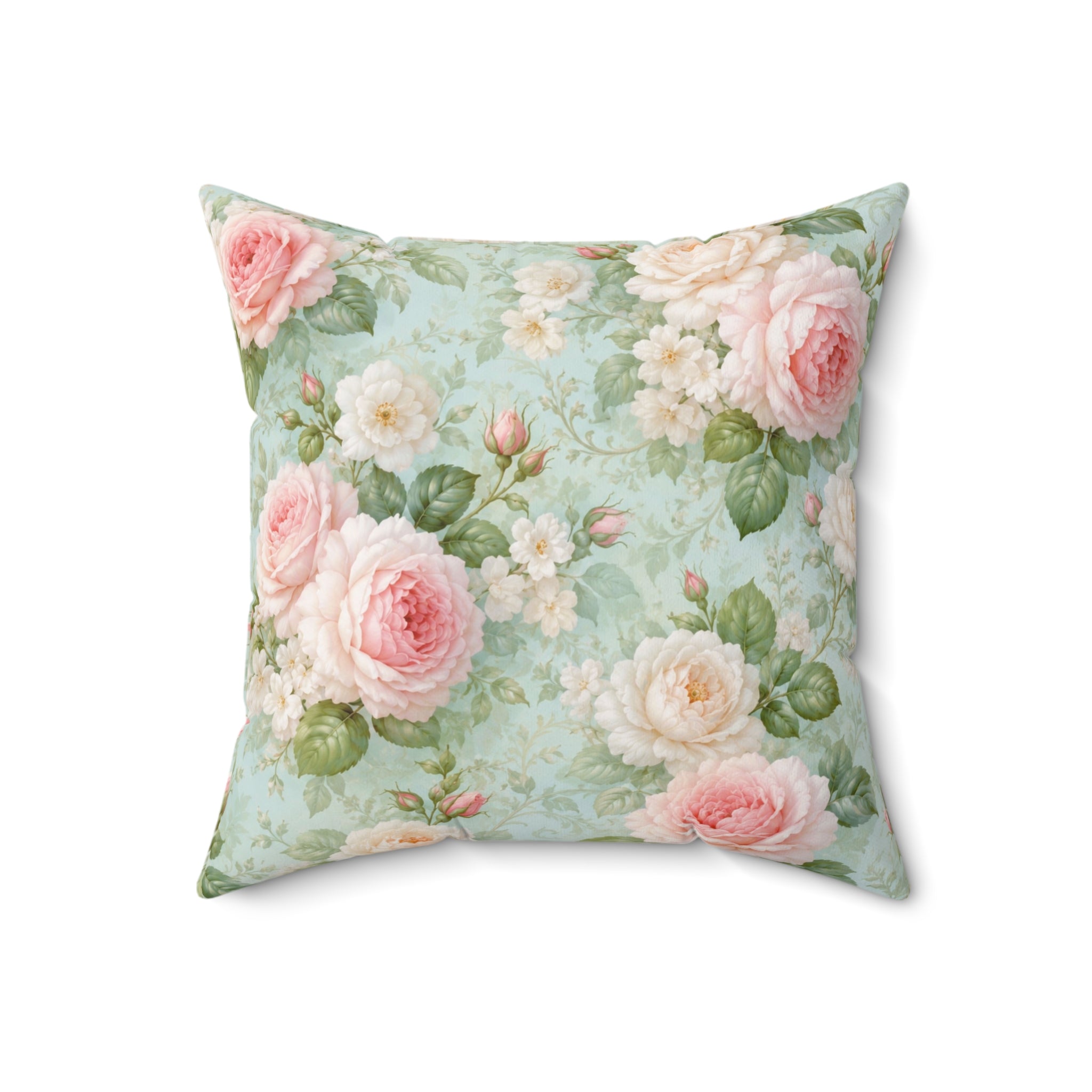 Vintage Pink Roses Toss Pillow | Floral Square Pillow, Shabby Chic
