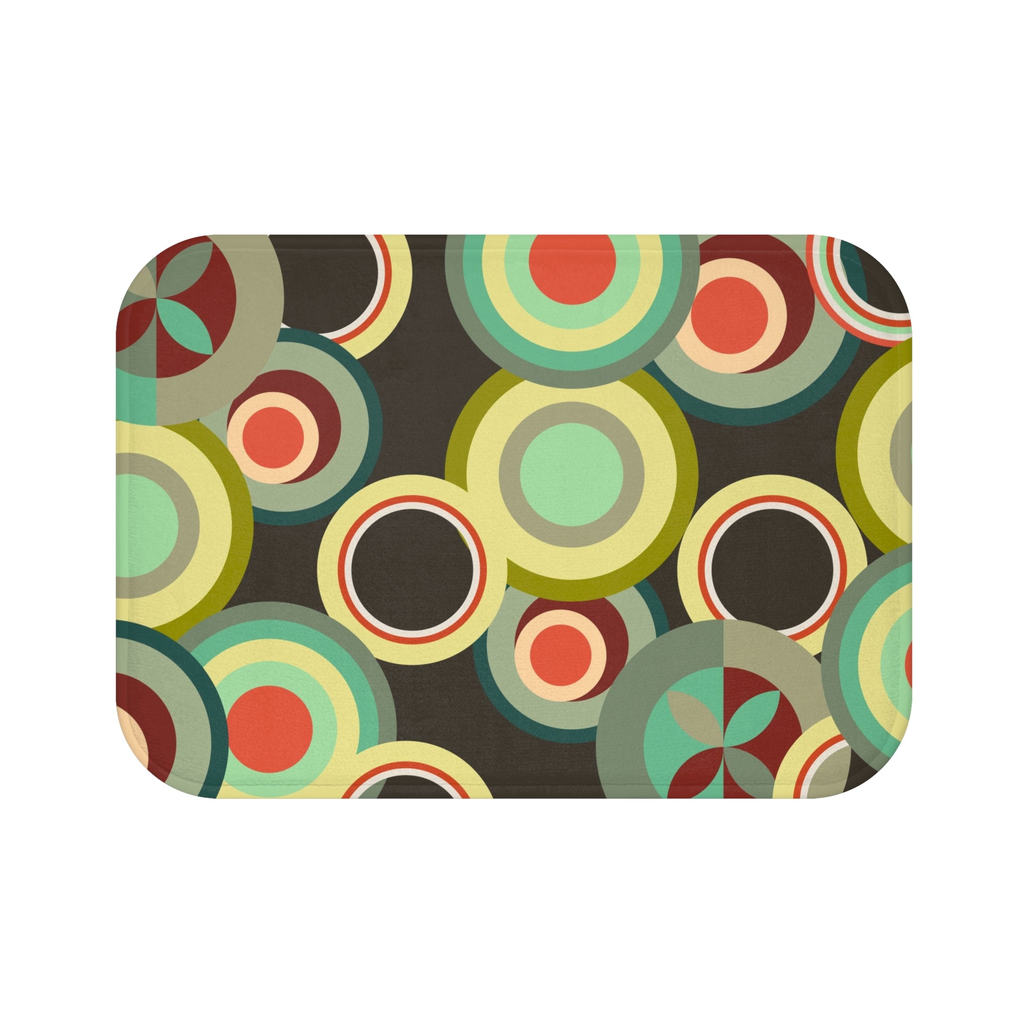 Retro colorful circles Bath Mat, Mid Century Modern, Non-slip, MCM bathroom decor, bathroom accessory
