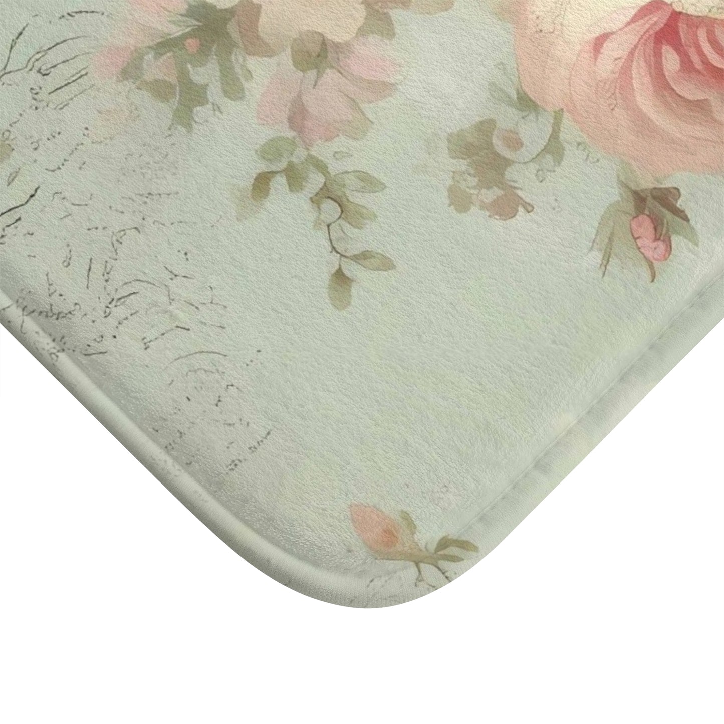 Bold pink roses shabby chic Bath Mat, vintage inspired, country cottage, farmhouse decor