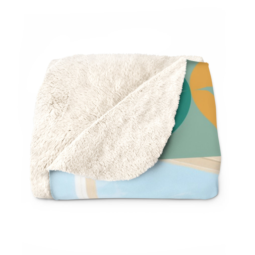 Retro Dachshund Lounge Sherpa Fleece Blanket | Mid Century Dog TV Art