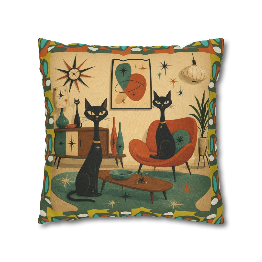 Mid Century Atomic Cats Pillowcase | Retro Atomic Living Room Throw Pillow - COVER ONLY